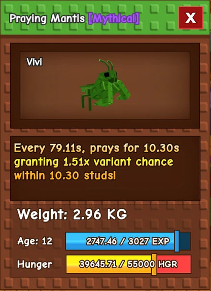 1x Praying Mantis